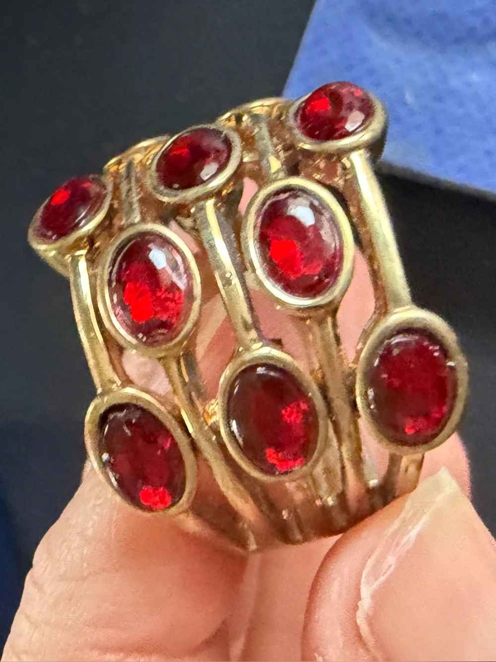 Avon Women’s Gold-Tone Multi-Row Red Stone Ring